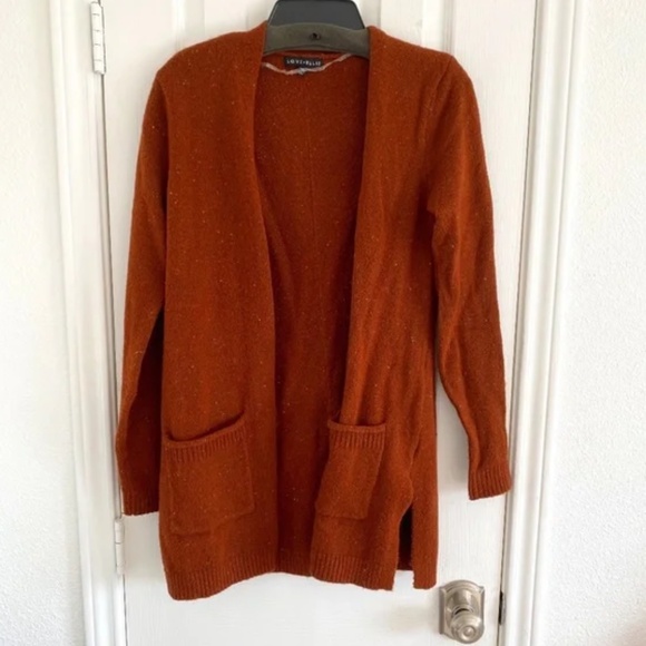 Burnt Orange Pocket Front Speckled Sweater Cardigan - Picture 10 of 14
